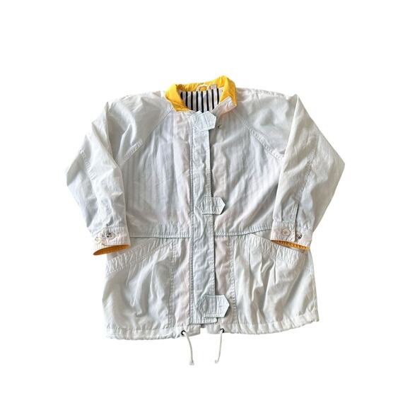 Vintage Braefair Sport Sailing Jacket Men's Medium White Yellow Nautical Windbre - Picture 1 of 8